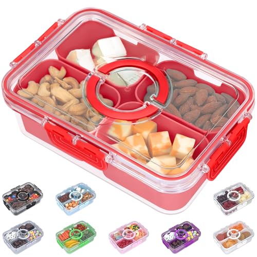KEYVOZ Snackle Box with Lid - Portable Travel Charcuterie Organizer for Snacks & Fruits