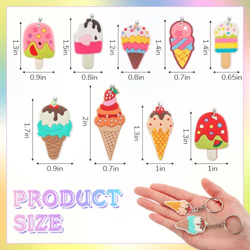 36 Pcs Ice Cream Keychains - Fun Party Favors for Events