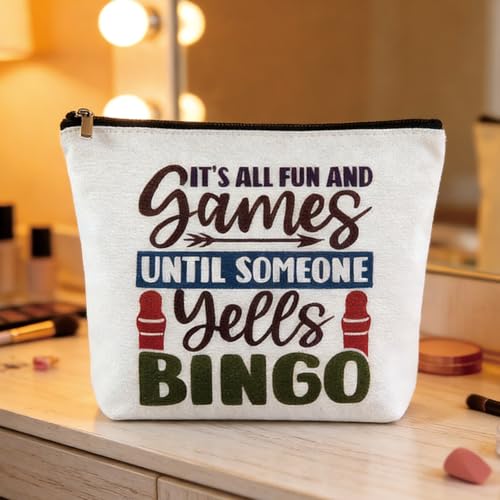 Bingo Makeup Bag Canvas Cosmetic Pouch for Bingo Players