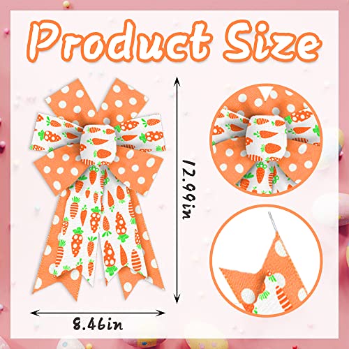Easter Wreath Bows - 2pcs Burlap Decor Bow with Carrots