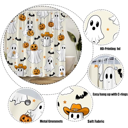 Halloween Ghost Shower Curtain 36x70 Inches Bathroom Decor Fabric with Hooks