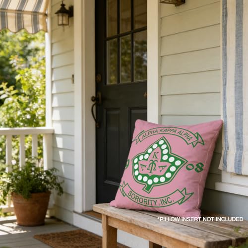 Sorority Throw Pillow Cover - 18x18 Inch Green Ivy & Salmon Pink