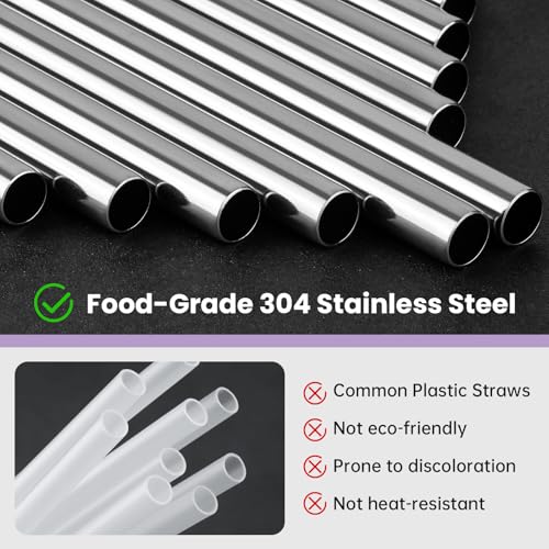NiHome 8-Pack Stainless Steel Straws for Owala Bottles | Reusable & Portable