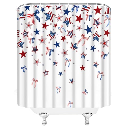 Patriotic 4th of July Shower Curtain - Red, White, Blue, 70"x70"