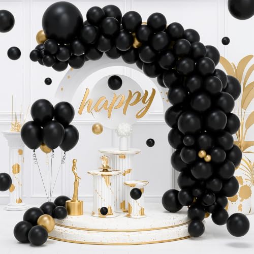 EMART 12 Inch Black Balloons - 100 Pack Latex Party Balloons