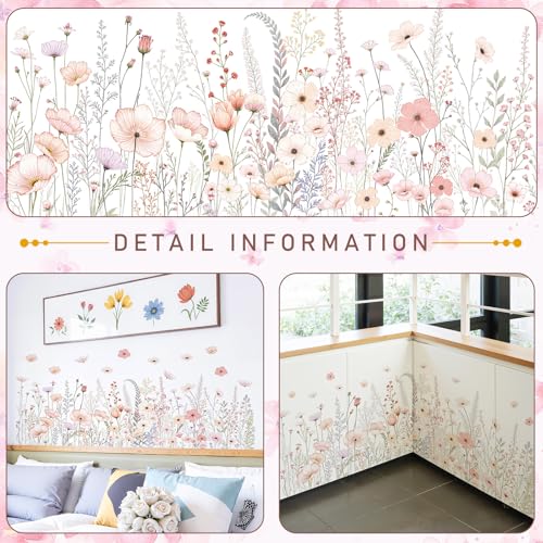 Floral Baseboard Wall Stickers - Removable Peel & Stick Decals