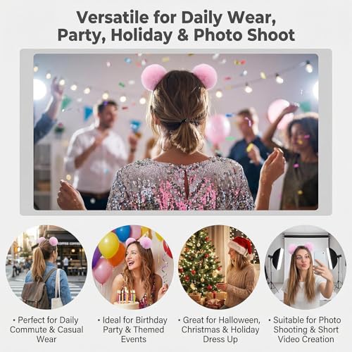 Ericotry 3 Pcs Cute Panda Ears Plush Headbands Soft Hair Hoops Assorted Colors