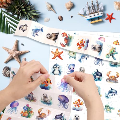 Fancy Land 140 Sea Creature Temporary Tattoos for Kids Ocean Party Favors