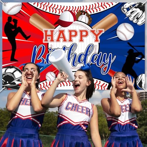 Avezano Baseball Birthday Banner 70.8 x 43.3 Inch - Sports Party Decoration