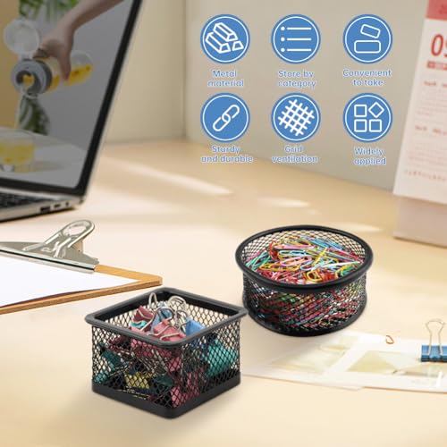 4-Pack Stackable Mesh Paper Clip Holders for Desk Organization
