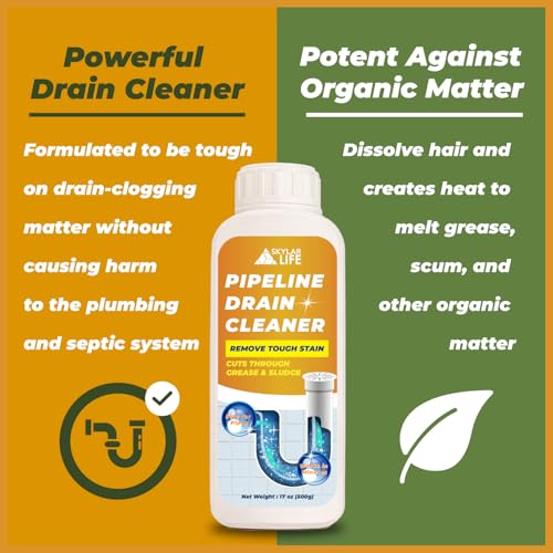 Skylarlife Drain Cleaner Powder - Heavy-Duty Clog Remover for Hair, Grease & Soap Scum 17oz