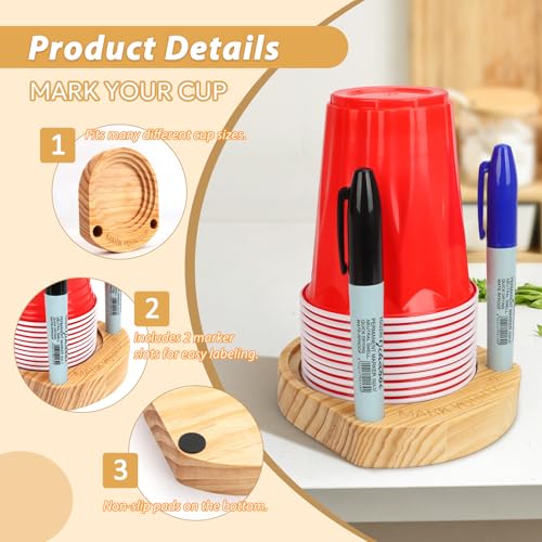Wooden Drink Holder with Marker Slot - Party Essential (Variation 1)