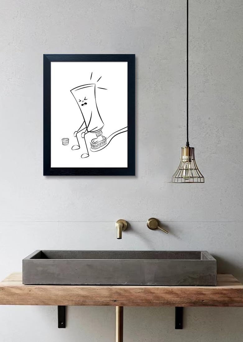 Regine Switzerland Black and White Bathroom Wall Art - Funny Minimalist Toilet Decor | Framed Canvas Print