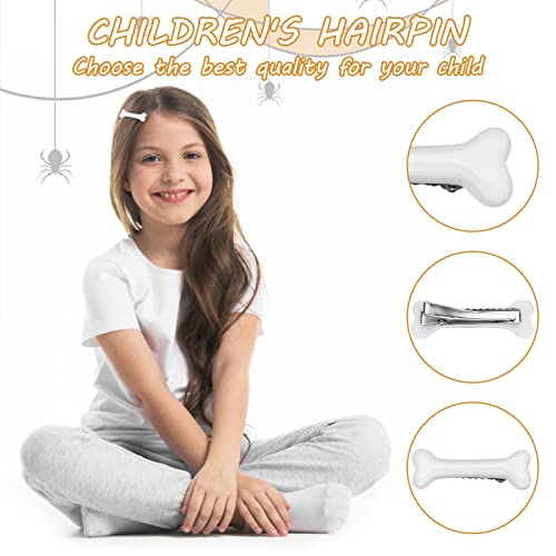 WLLHYF 4-Piece Bone Hair Clips White Plastic Skeleton Hairpins for Cosplay