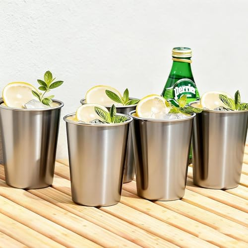 HAMIZHONGTAI 10oz Stainless Steel Cups - 5 Pack Reusable Metal Tumblers