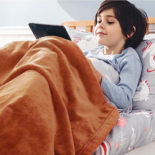 Bedsure Kids Fleece Throw Blanket - Soft Microfiber Travel Blanket, Orange