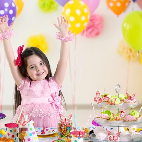 36Pcs 3D Red Butterfly Cake Toppers - Non-Edible Decoration for Parties