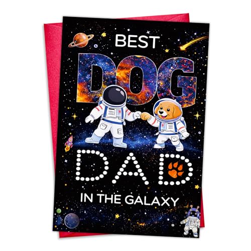Funny Father's Day Card for Dog Dads - 5.5"x8" Astronaut Design