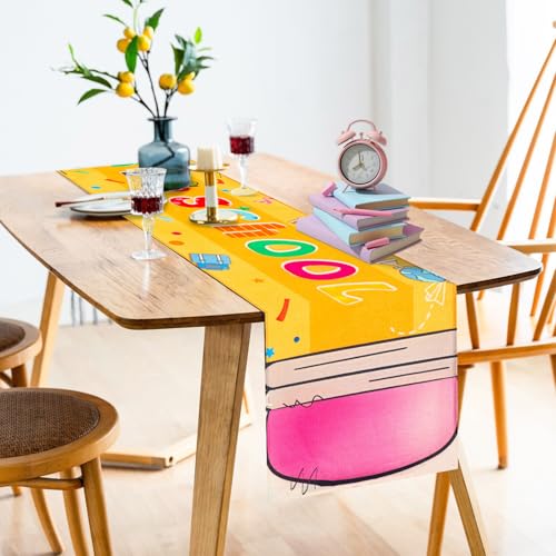 JMZYJZH Pencil Table Runner for Back to School Classroom & Party Decor