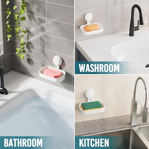 TAILI White 1-Tier Suction Cup Soap Holder for Shower