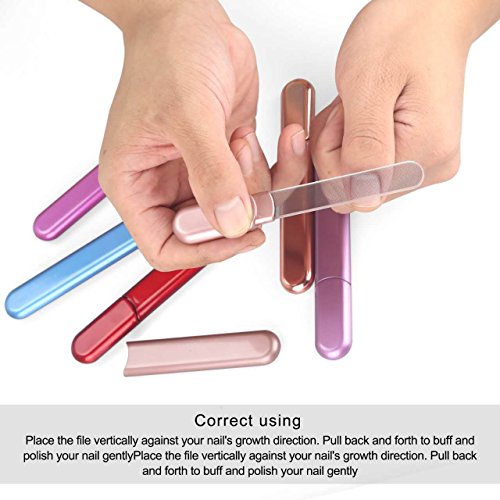 MiDenso Glass Nail File and Buffer - 5.5 Inch Apricot Crystal Nano Nail File with Case