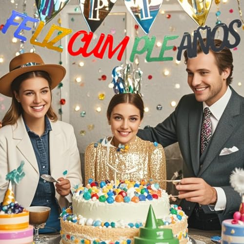 Feliz Cumpleaños Spanish Birthday Banner - Multicolor Glitter Party Bunting