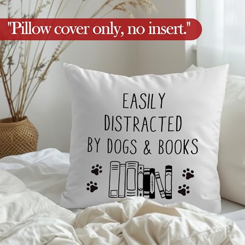 Funny Dog Book Throw Pillow Cover - 18x18 Decorative Cushion