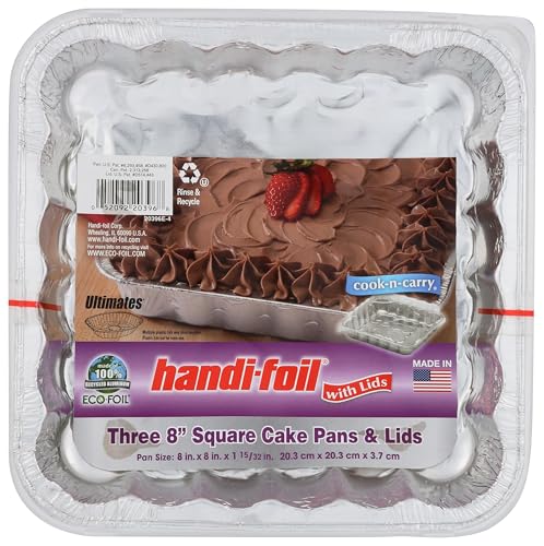 Handi-Foil Cook n Carry Square Cake Pan Set with Lid - 3 Pack