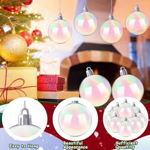 50 pcs 2 Inch Iridescent Christmas Ornaments Rainbow Bubble Balls - Plastic Holiday Decorations