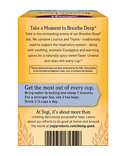 Yogi Tea Breathe Deep Herbal Tea, Support Respiratory Health, 32 Count