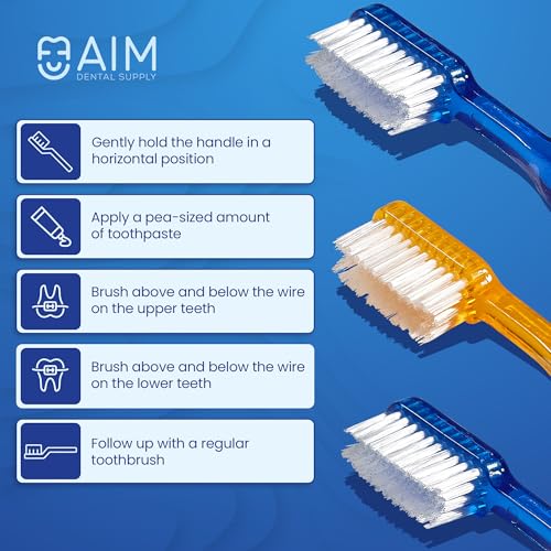 AIM Dental Supply Toothbrush for Braces, Soft V-Trimmed 2-Pack