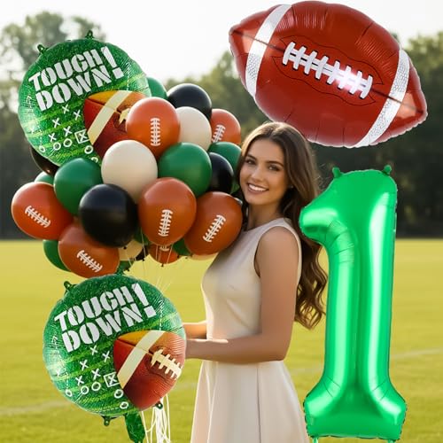Football Party Decorations Set with Number 1 Balloons