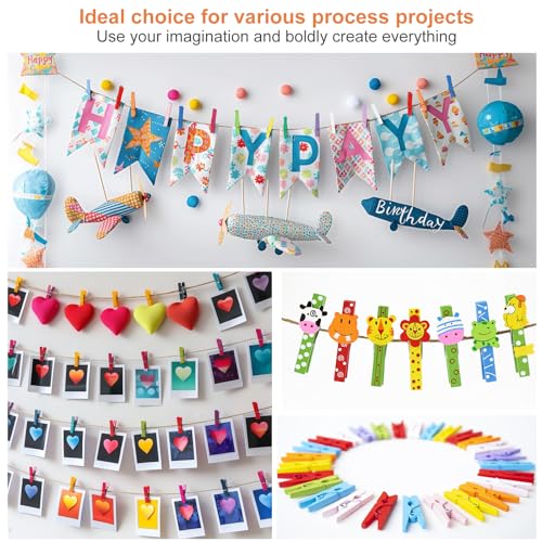 50-Pack Colored Clothespins - 2.9-Inch Wooden Clips for Crafts