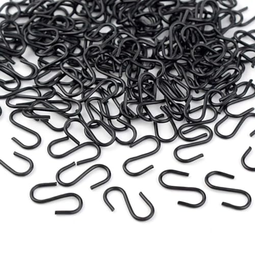 100 Pack Mini S Hooks - 1/2 Inch Black Iron S-Hangers for Jewelry & Crafts