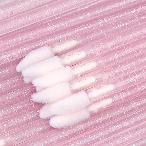 G2PLUS 100PCS Disposable Lip Gloss Applicators with Pink Crystal Handles