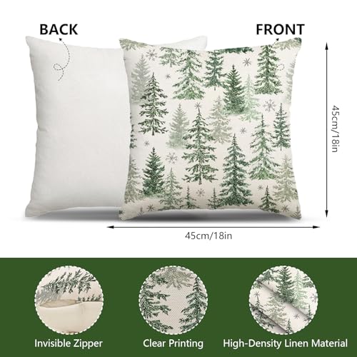 MEHOFOND Green Winter Christmas Pillow Covers Set of 4 - 18x18