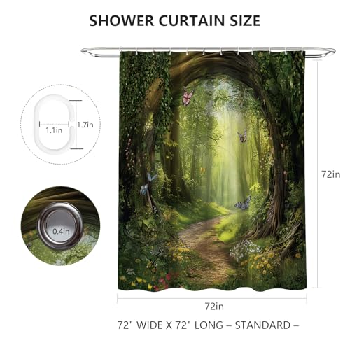 Enchanted Forest Shower Curtain - Waterproof Nature Design 72x72