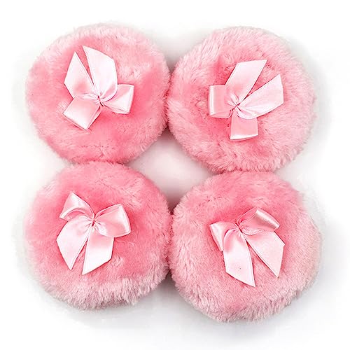 Luzen 4Pcs Ultra Soft Fluffy Powder Puffs Round Face & Body Makeup Sponge