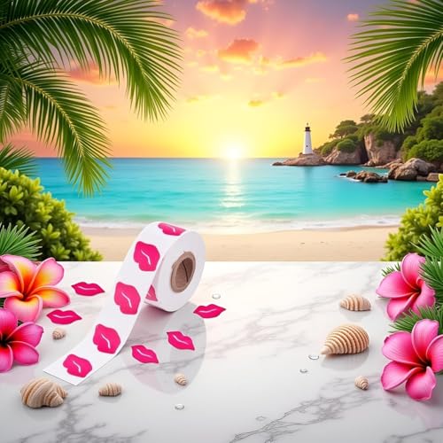 Pink Lip Print Tanning Stickers 500pcs Self-Adhesive Sun Tan Body Decals
