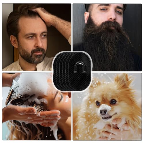 Thinp 6-Pack Palm Combs for Men & Women, Portable Plastic Finger Hair Brushes for Shampoo and Scalp Massage, Black