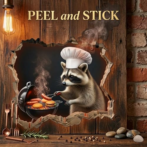 3D Raccoon Chef Wall Decal - Funny BBQ Grilling Sticker