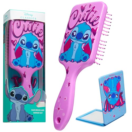 Disney Stitch Detangle Hair Brush and Compact Mirror Set