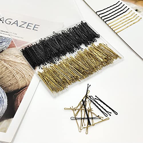 Scartink 400 Pcs 2 Inch Bobby Pins Kit with Storage Box, Black and Gold