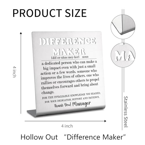 Manager Appreciation Stainless Steel Desk Plaque Inspirational Sign