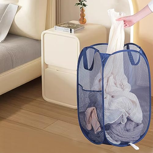 Navy Foldable Mesh Pop Up Laundry Hamper - 2 Pack for Easy Storage