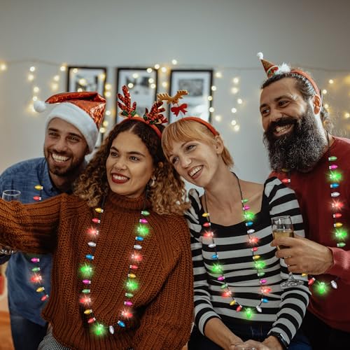 Traplace Christmas Necklace with 3 Glow Modes - Festive Xmas Lights Decoration for Parties