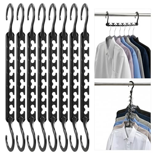 HOUSE DAY Black Space Saving Hangers Organizer - 12 Pack