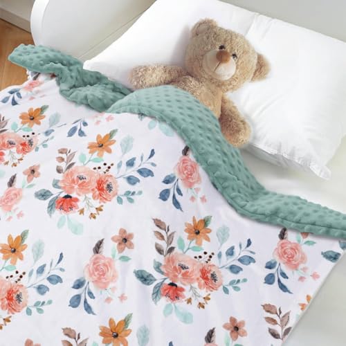 BORITAR Floral Minky Baby Blanket - Soft Plush 30x40 Inch