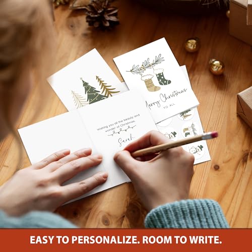 Minimal Christmas Cards with Envelopes and Stickers - 30 Pack