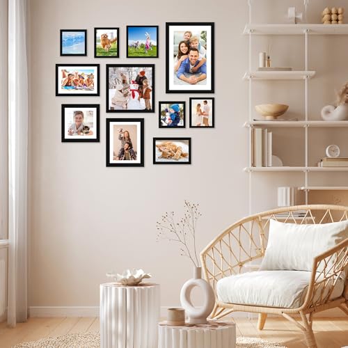 FIXSMITH 6x6 Picture Frame Set of 4 with HD Plexiglass - Black